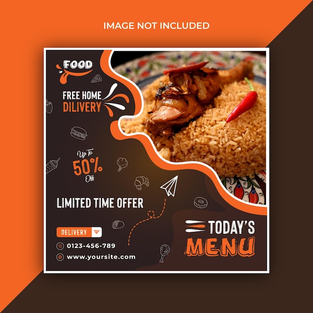 Facebook and Instagram Fast Food Social Media Post design, premium quality