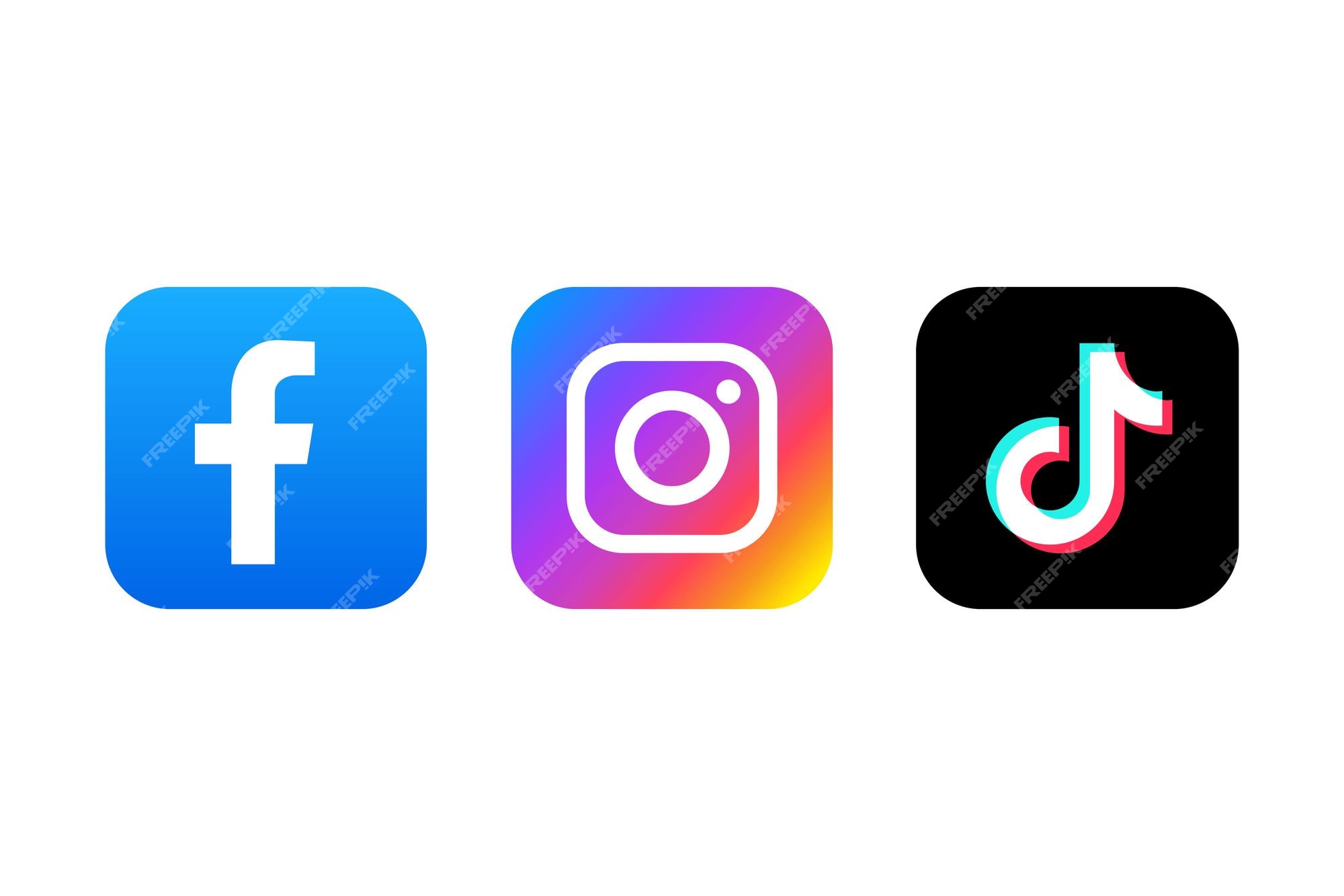 Premium Vector  Facebook, instagram and tiktok icon