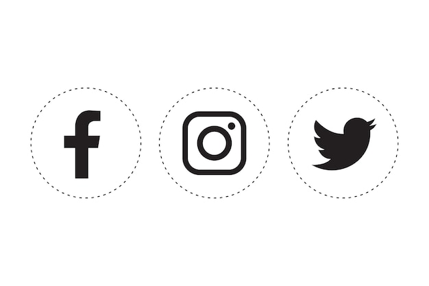 Vector facebook, instagram, and twitter icon