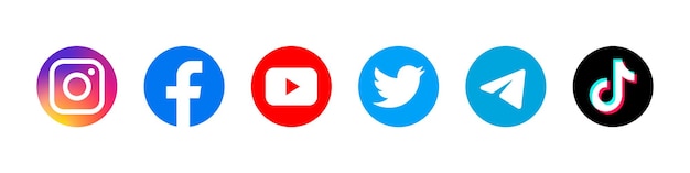 Facebook instagram twitter youtube telegram tiktok Verzameling van populaire social media iconen