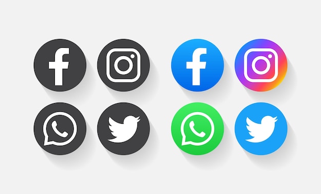 Facebook instagram whatsapp en twitter icoon