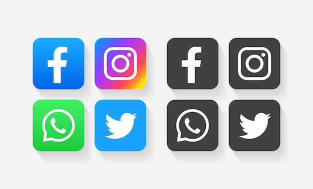 Vector facebook instagram whatsapp and twitter icon