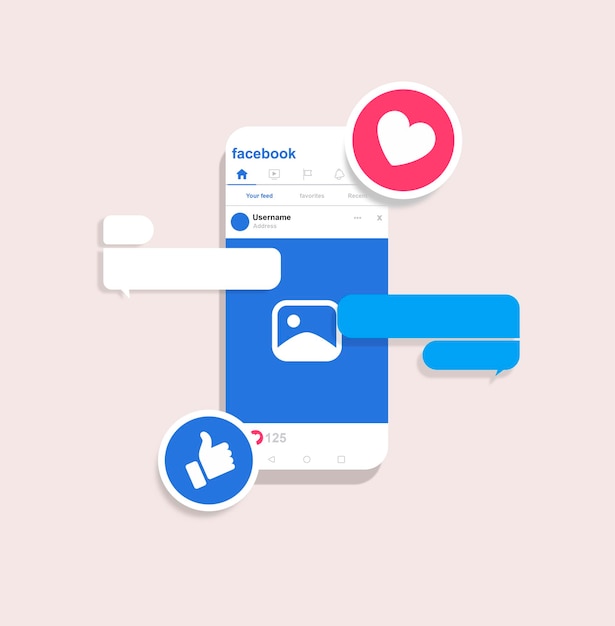 Facebook interface social media template with chat