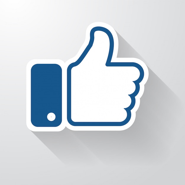 Facebook Like Icon With Long Shadow That Looks Simple. Thumbs Up