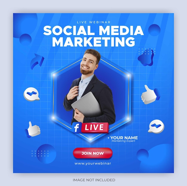 Vettore modello di post in live streaming di facebook per il marketing aziendale