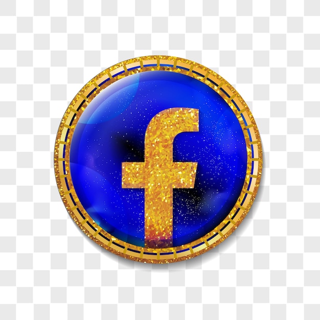 Facebook logo icon  with golden ring