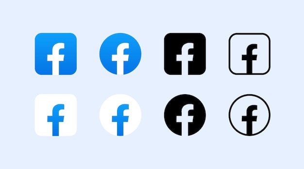 Vector facebook logo icons social media editorial facebook isolated icons set of logos for social media facebook social networks set vector icons