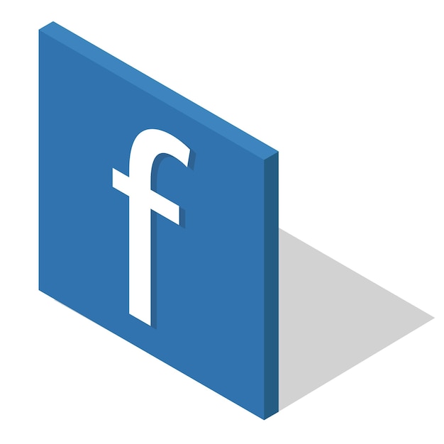 Vector facebook-logo in isometrisch ontwerp