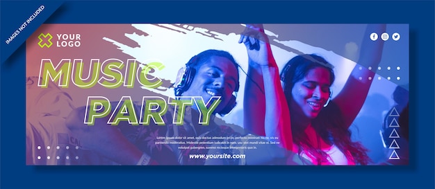 Vector facebook-omslag voor muziekfeest en post op sociale media