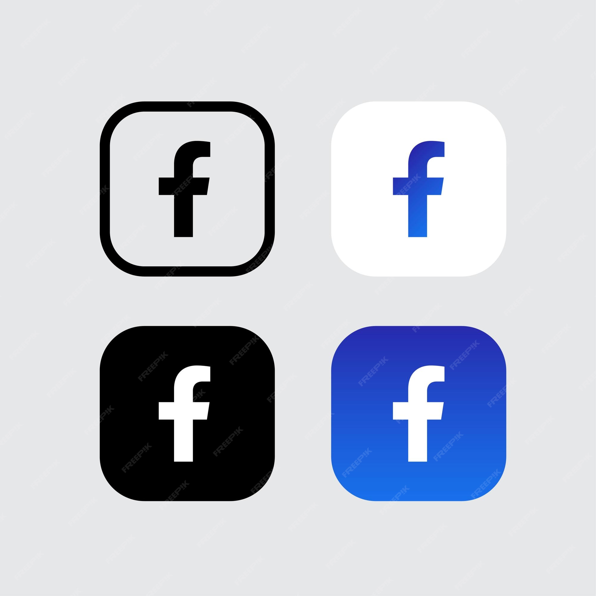Premium Vector | Facebook social media logo icon with 4 variations
