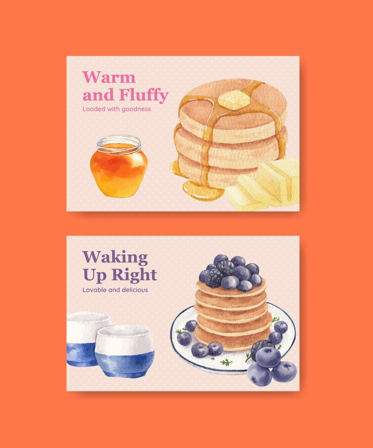 Vector facebook template with happy pancake day conceptwatercolor style