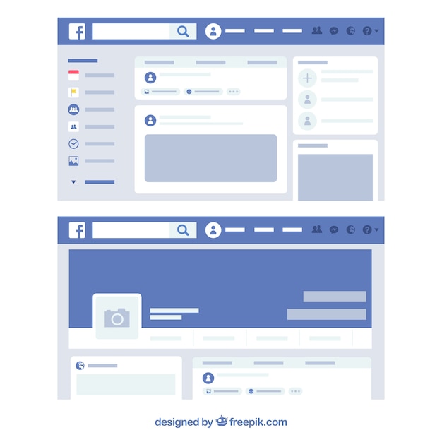 Facebook-webinterface met minimalistisch ontwerp