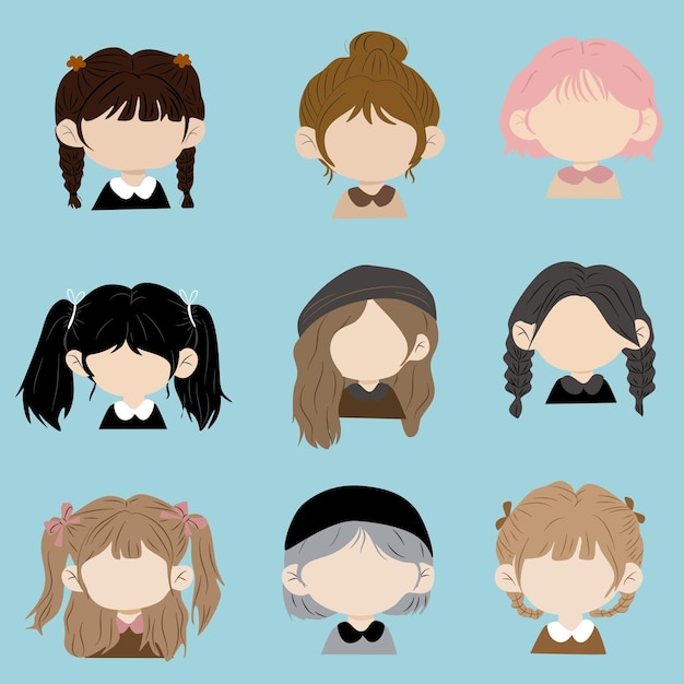 Vector faceless female avatar collection