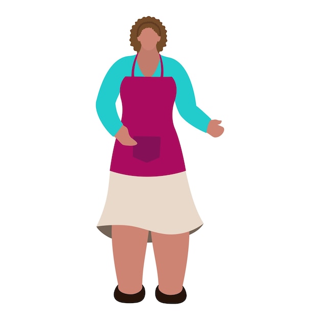 Vector faceless grocery female worker standing on white background