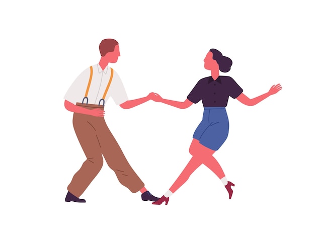 Premium Vector | Faceless pair holding hands and dancing lindy hop ...