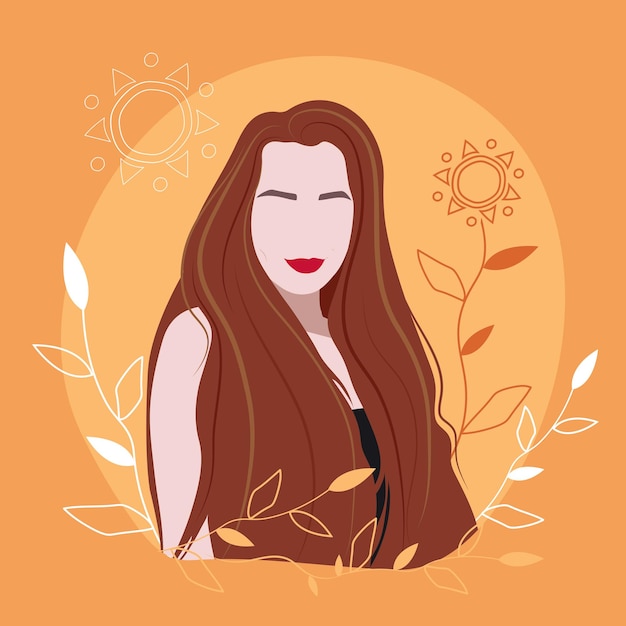 Безликий портрет девушки с длинными рыжими волосами
