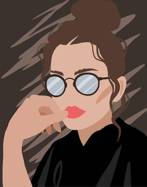 Вектор Безликий портрет девушки в очках обложка для полиграфических тетрадей блокноты