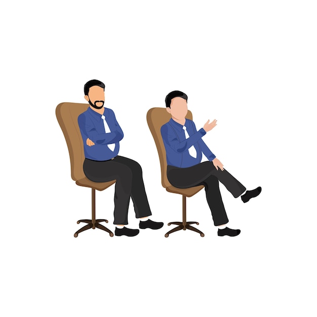 Faceless Two Businessmen Sitting At Office Chair