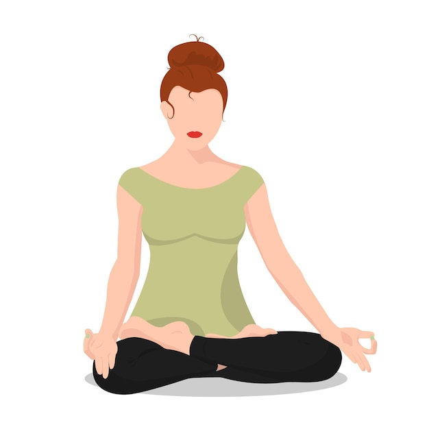 Faceless woman in the lotus position. Yoga class. Flat style. Yoga. Sport. Health