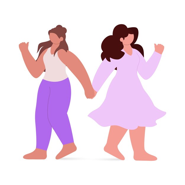 Faceless Young Girls Holding Hands Each Other Against White Background