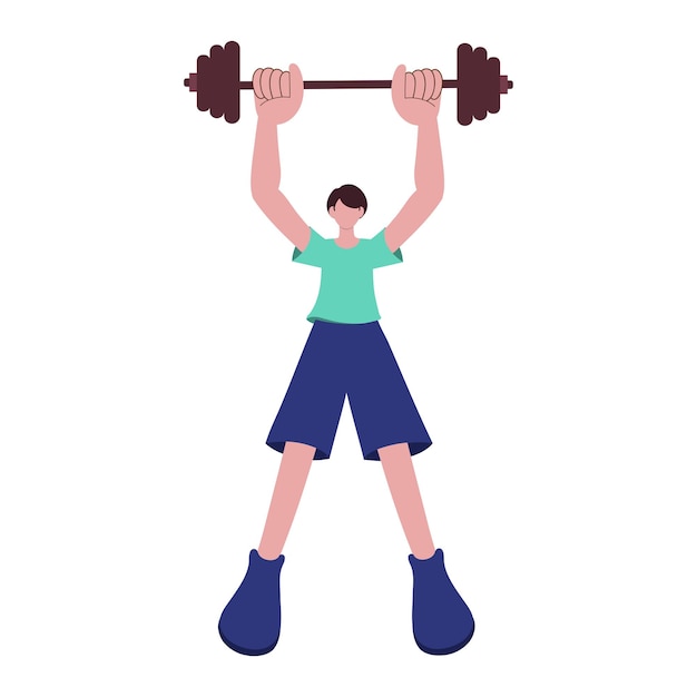 Faceless Young Woman Lifting Barbell In Standing Pose