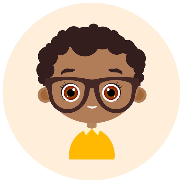 Faces avatar in circle. portrait young boy with glasses. vector illustration eps 10. flat cartoon style.