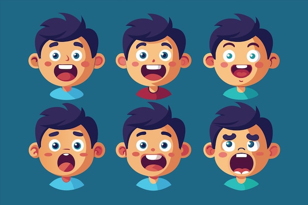 the faces of boys with different expressions