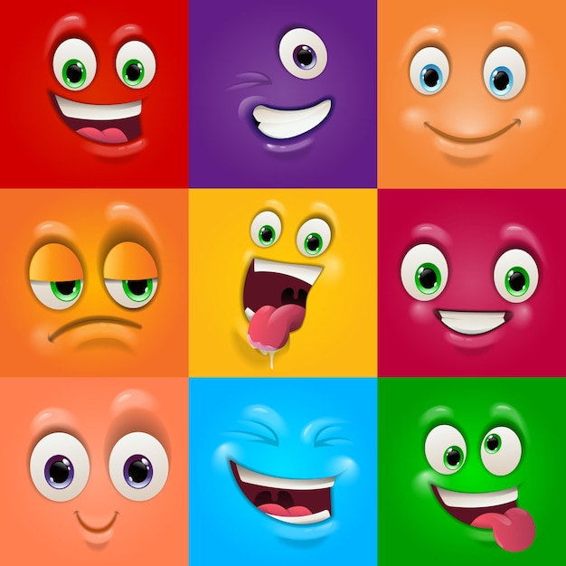 faces masks with mouth and eyes of aliens emoticon