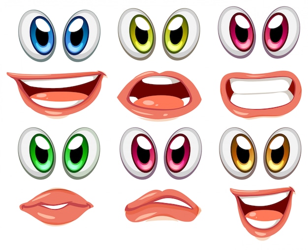 Vector faces with different eye colors