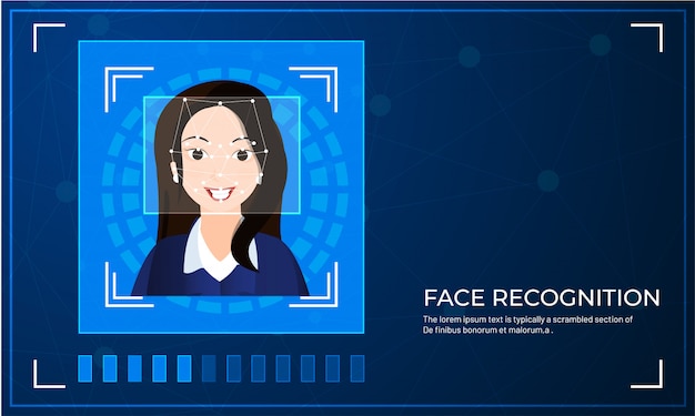 Scansione biometrica facciale per il sistema di riconoscimento facciale