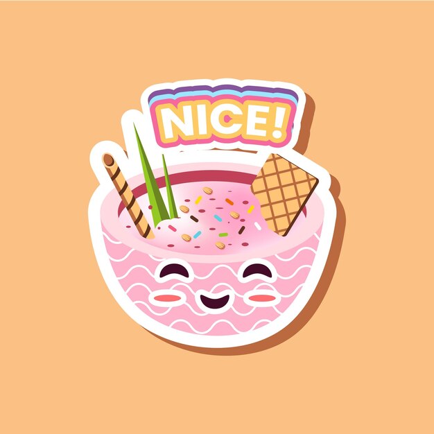 facial expression with vintage style food cartoon fruit and fast food emoji character