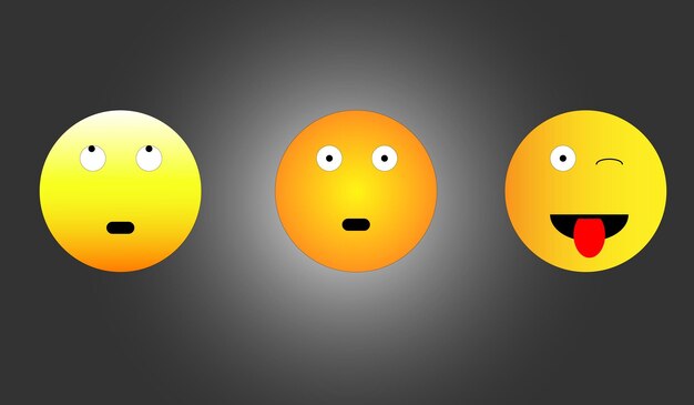 Facial expressions in yellow color emoji isolated in gray background vector illustration