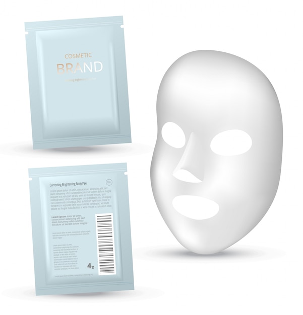 Vector facial mask cosmetics packaging. cosmetics sachet.