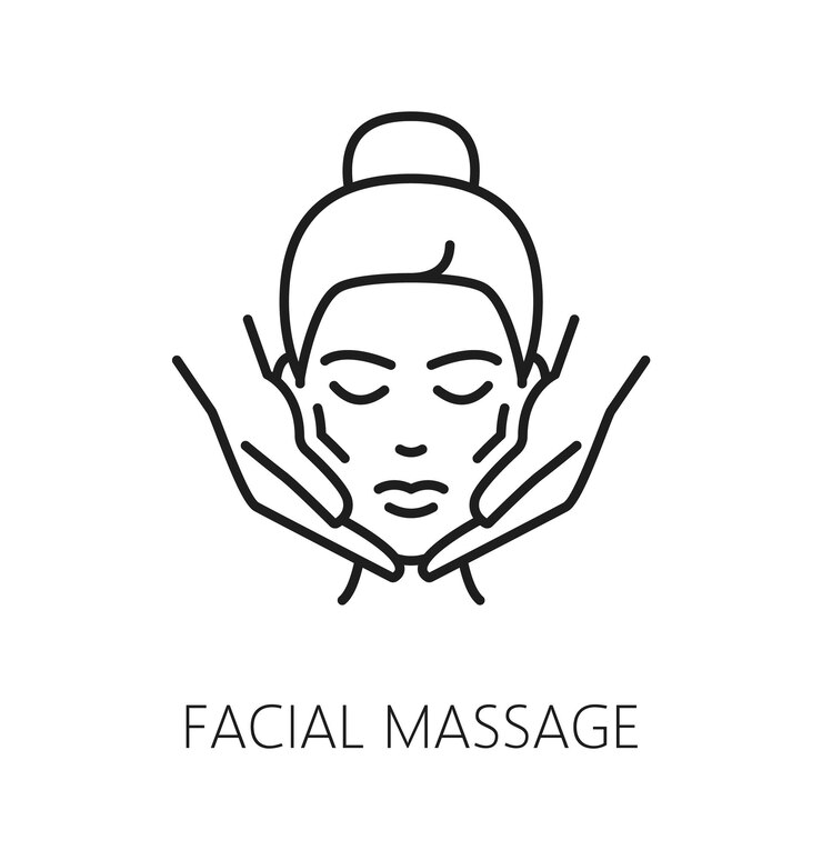 Vector facial massage icon for face care and cosmetology