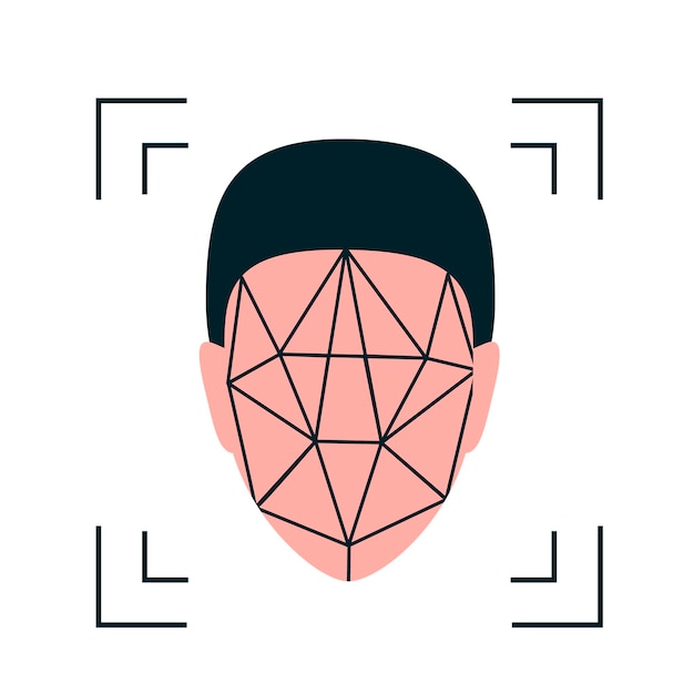 Vector facial recognition technology vector illustration