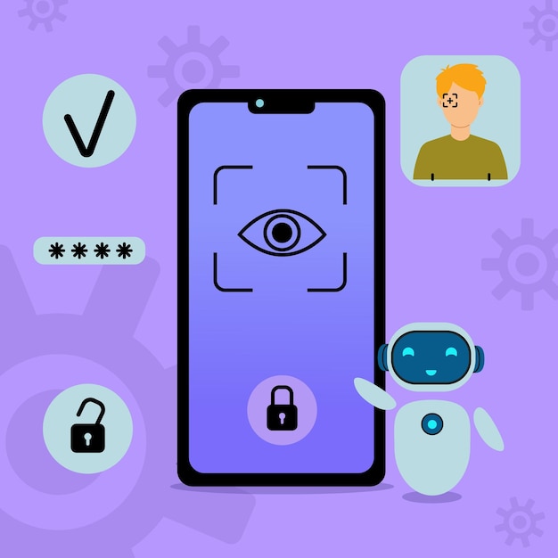 Распознавание лица разблокировано на смартфоне