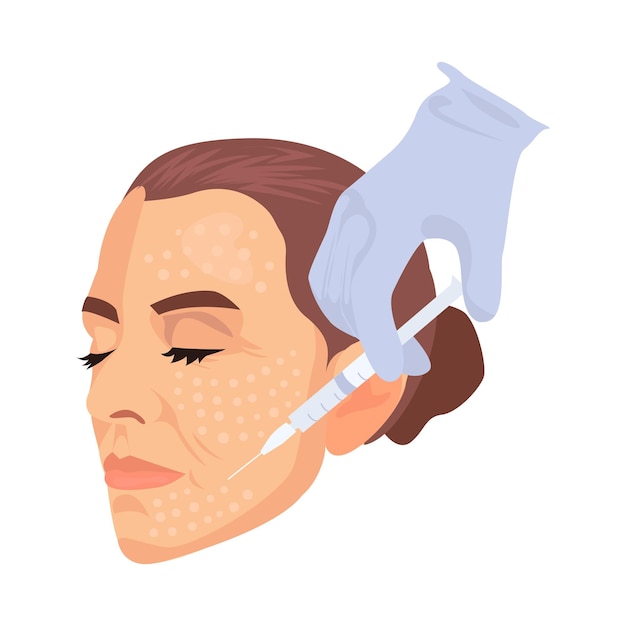 Facial rejuvenation illustration in color cartoon style