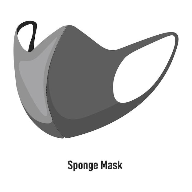 Facial sponge mask, isolated reusable face covering made of textile. Health care in pandemics, prevention from sickness. Protective measures during coronavirus outbreak, vector in flat style