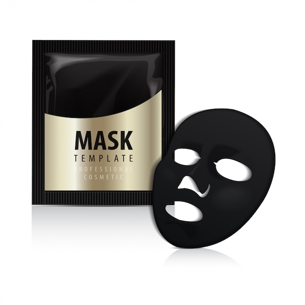Facial zwart masker. Cosmetica Gold Pack. Vector pakketontwerp voor gezichtsmasker