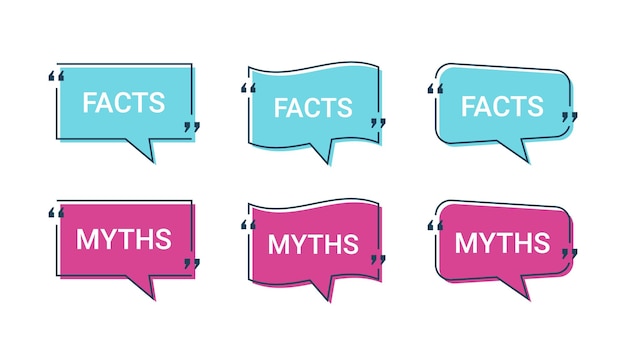 Fact and myth in speech bubbles. vector illustration.