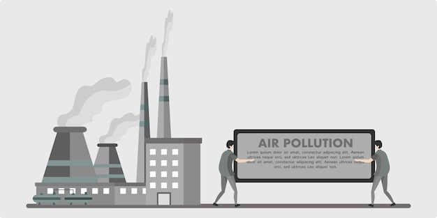 Factory air pollution. Polluted environment, industrial smoke and industrial smoke cloud.