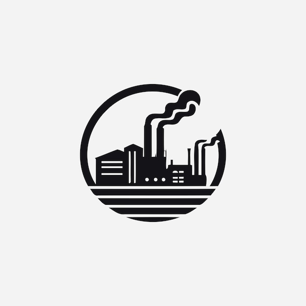 工場建物のロゴデザインのベクトル図