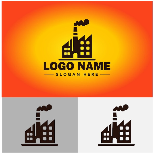 Vector factory building logo icon industrial manufacturing construction energy firm tower icon vector for business app silhouette factory logo template