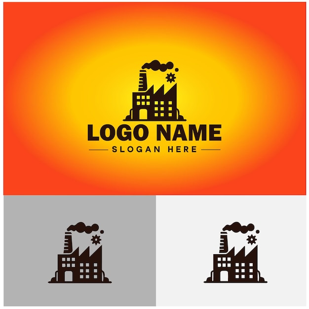 Vector factory building logo icon industrial manufacturing construction energy firm tower icon vector for business app silhouette factory logo template