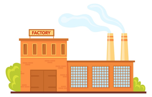 Vector factory facade cartoon industrial building city manufacture