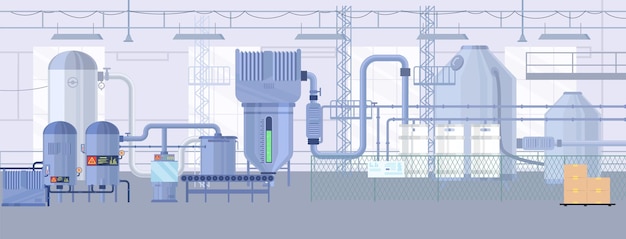 Factory floor indoor interior design vector illustration