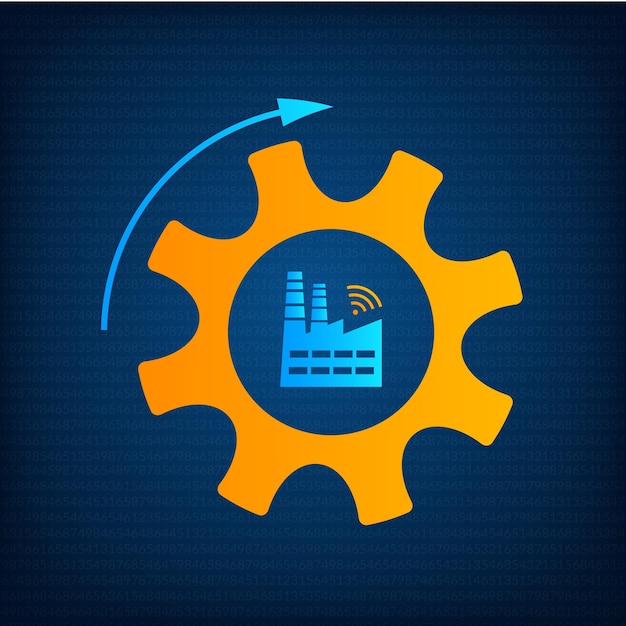 Factory and gear icon industry concept vector illustration manufacturing revolution technology