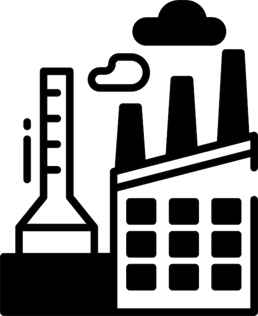 Illustrazione di glifi e vettori di linea di fabbrica