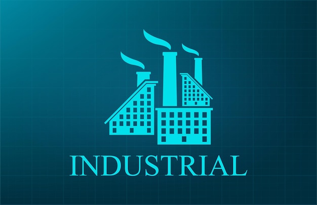 Factory industry logo symbol Vector illustration on blue background Eps 10