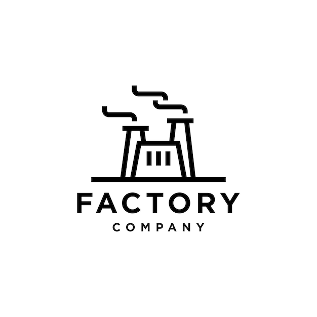 工場産業ベクトルのロゴデザイン製造会社ベクトル原子力発電所のシンボル